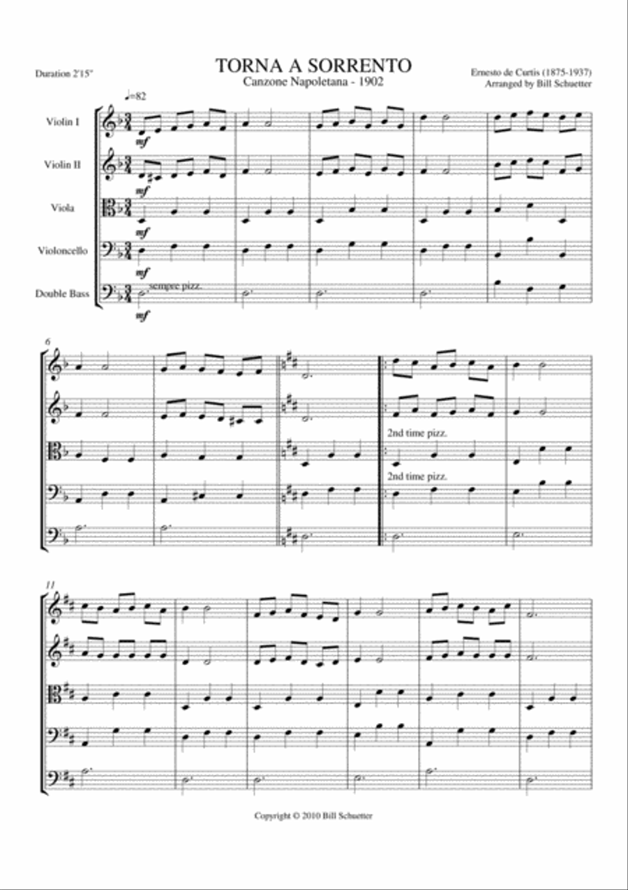 Torna a Sorrento Torna a Sorrento Orchestra scores gallery preview page 1