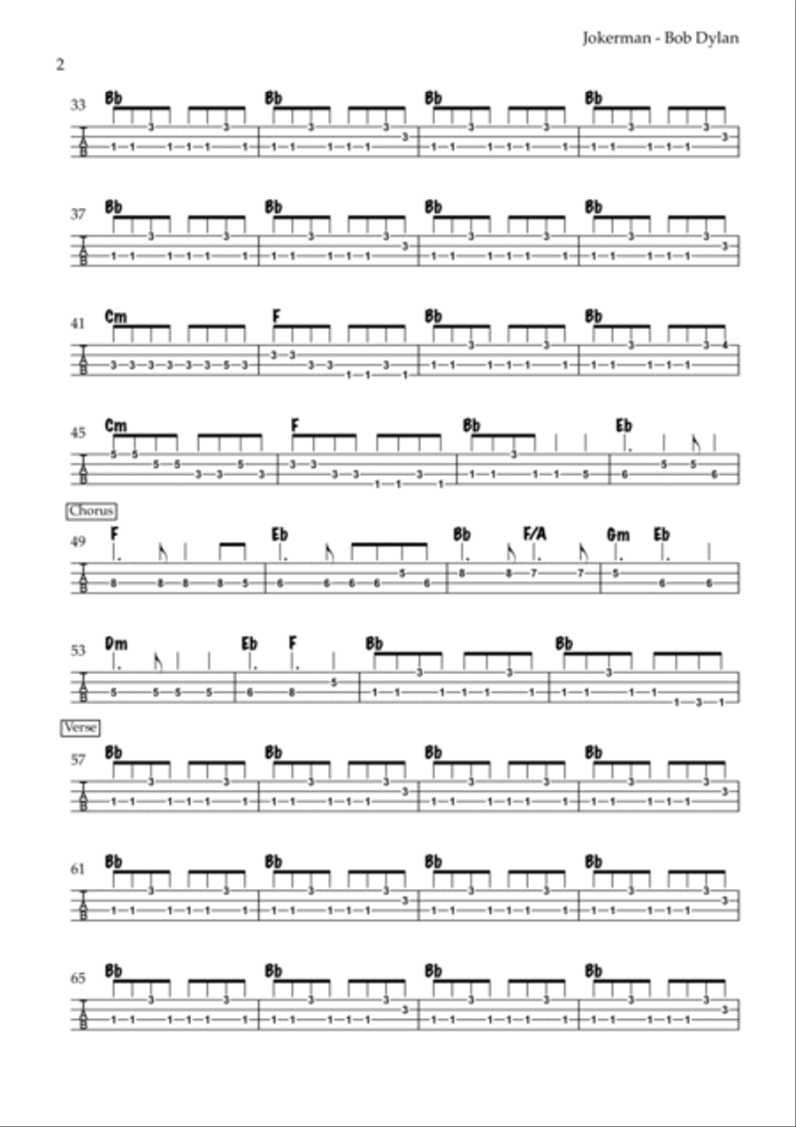 Jokerman Guitar Tablature scores gallery preview page 2
