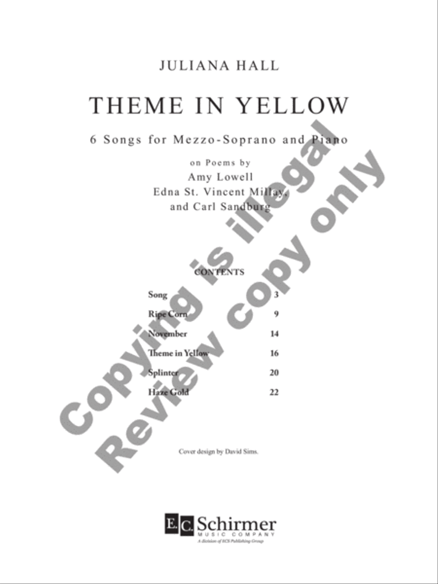 Theme in Yellow: 7 Songs for Mezzo-Soprano and Piano Mezzo-Soprano Voice scores gallery preview page 3