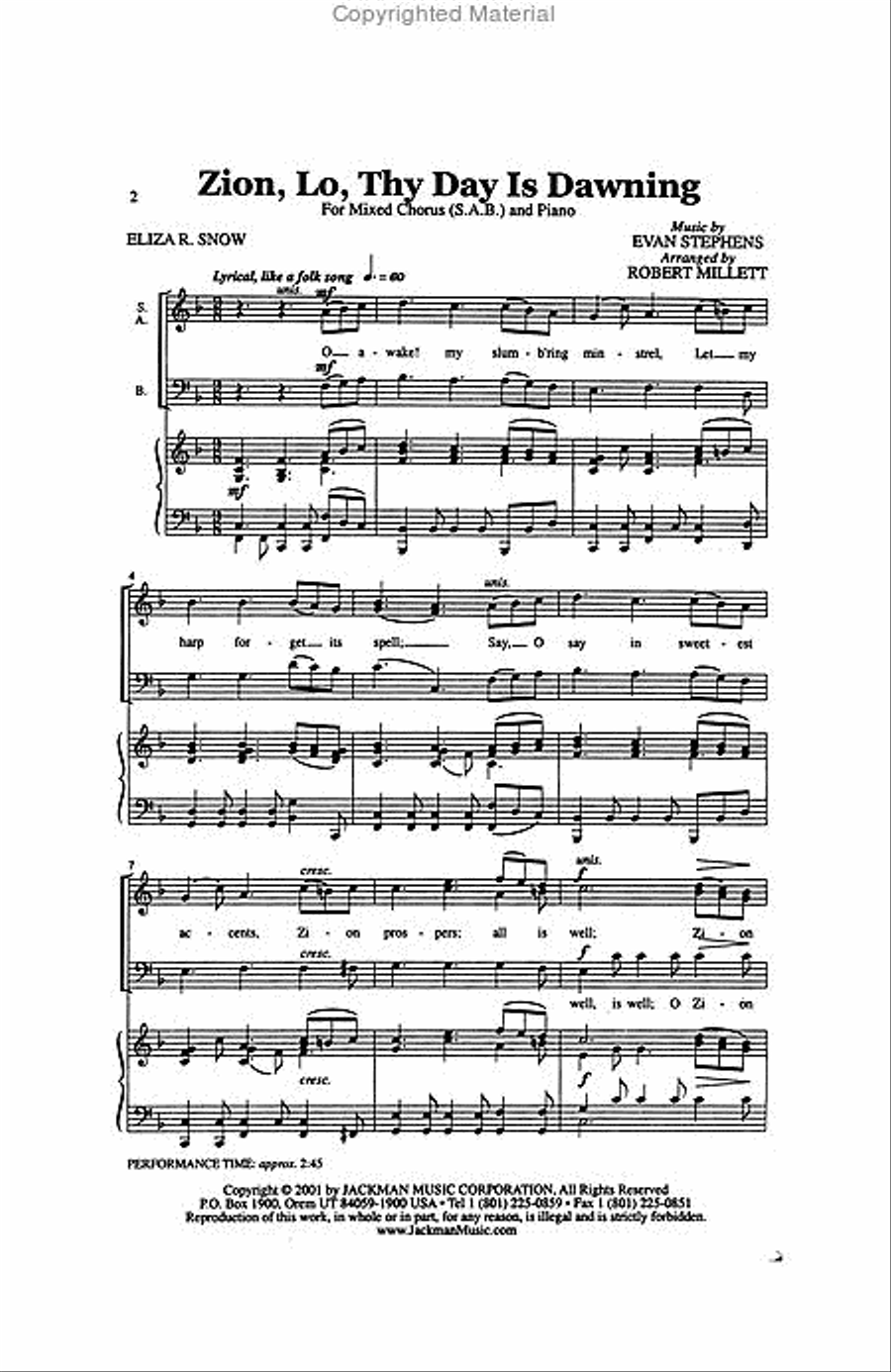 Hope: Zion Lo Thy Day is Dawning - SAB 3-Part scores gallery preview page 2