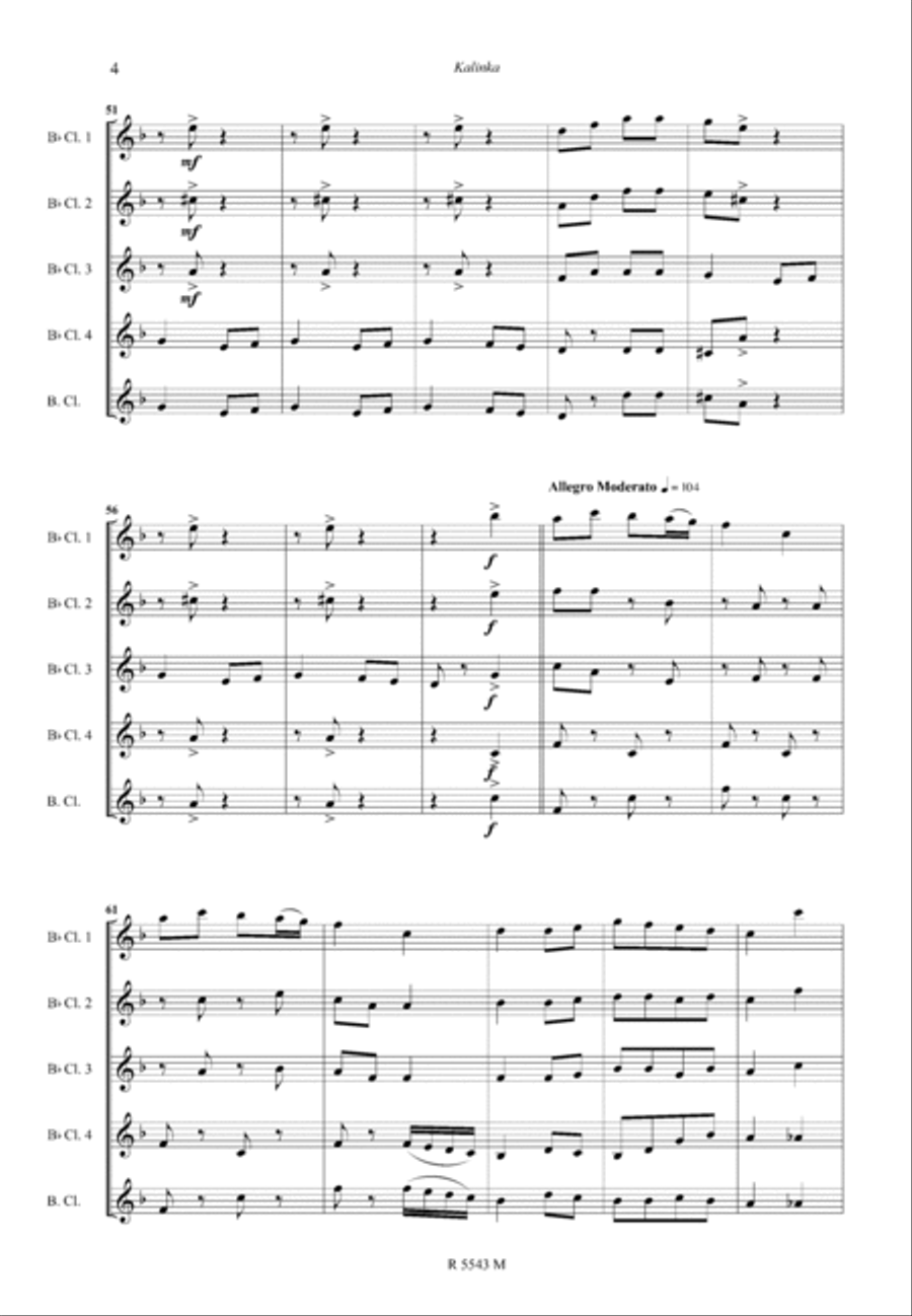 Kalinka, pour clarinette Kalinka, pour clarinette Clarinet scores gallery preview page 5