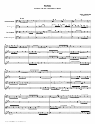Prelude 18 from Well-Tempered Clavier, Book 1 (Saxophone Quartet)