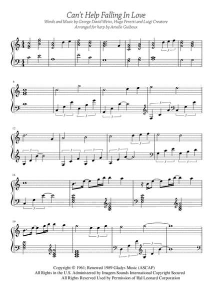 Can't Help Falling In Love - Solo Harp Arrangement