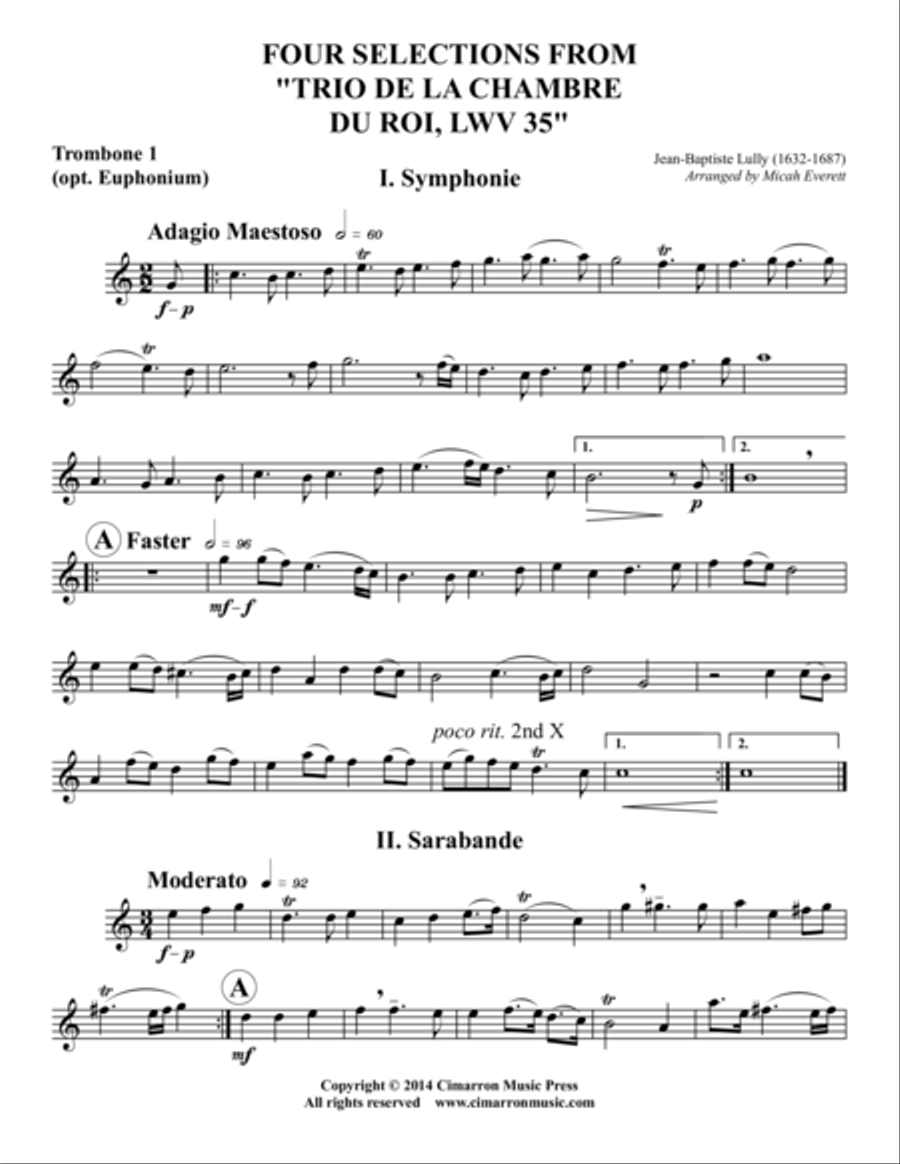 Four Selections from Trio de la Chambre du Roi Euphonium scores gallery preview page 6