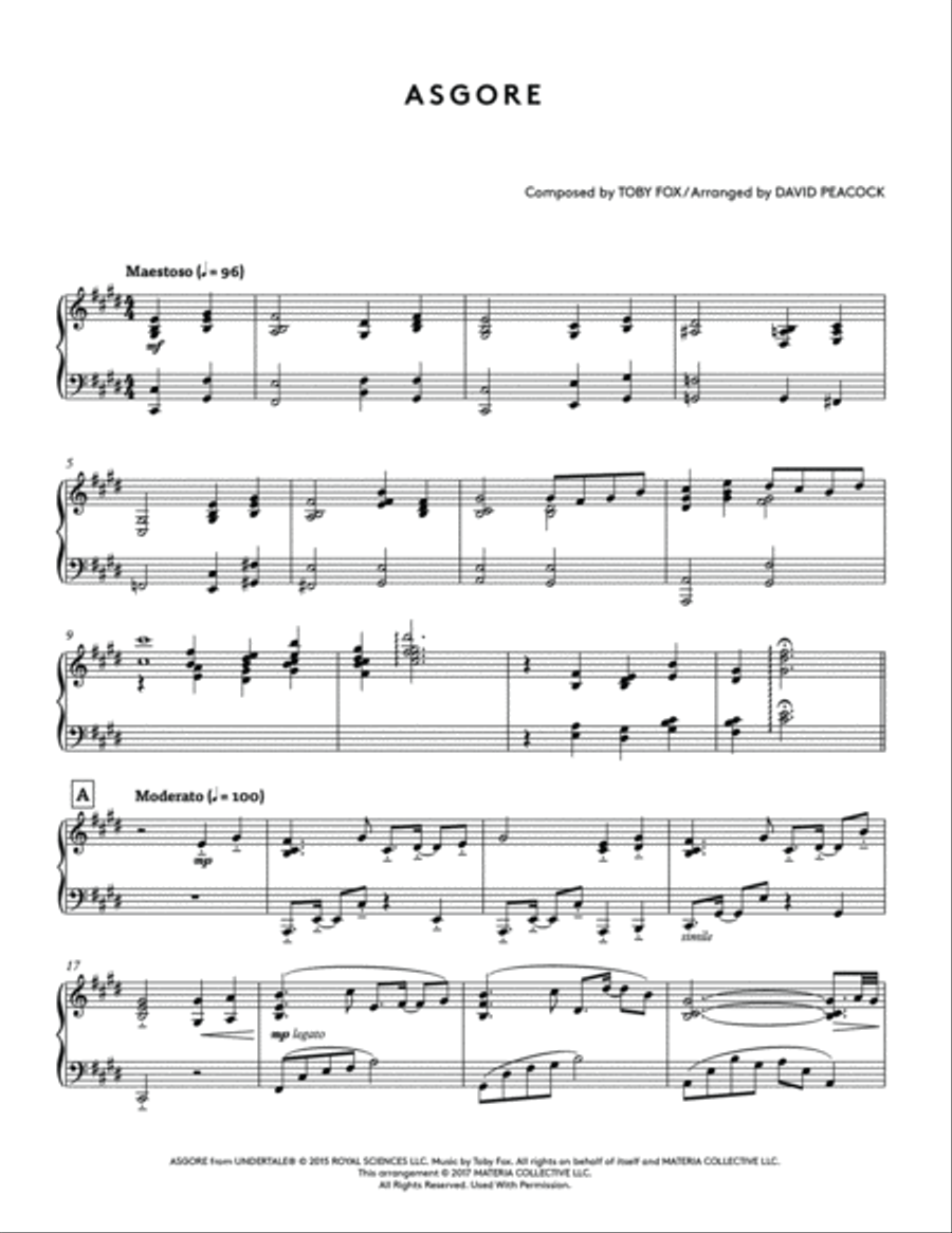 Asgore (Undertale Piano Collections) Piano Solo scores gallery preview page 2