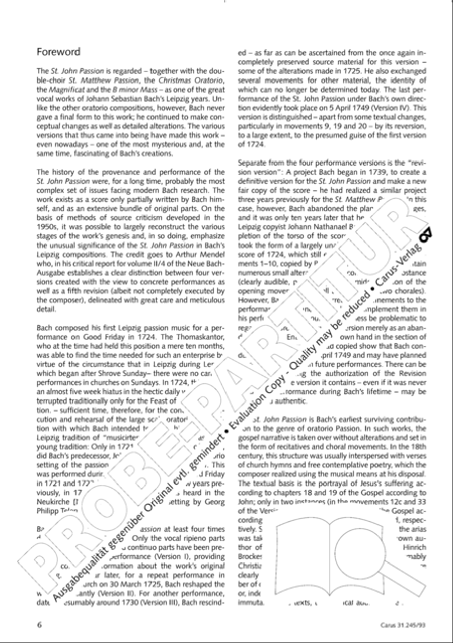 St. John Passion (Johannes-Passion) 4-Part scores gallery preview page 7