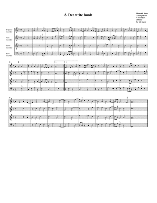 8. Der welte fundt (arrangement for 4 recorders)
