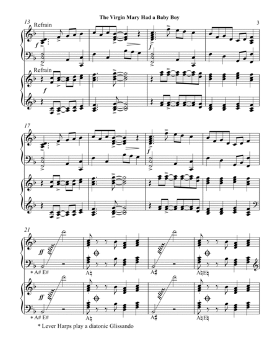 The Virgin Mary Had a Baby Boy, Harp Duet Celtic Harp scores gallery preview page 3