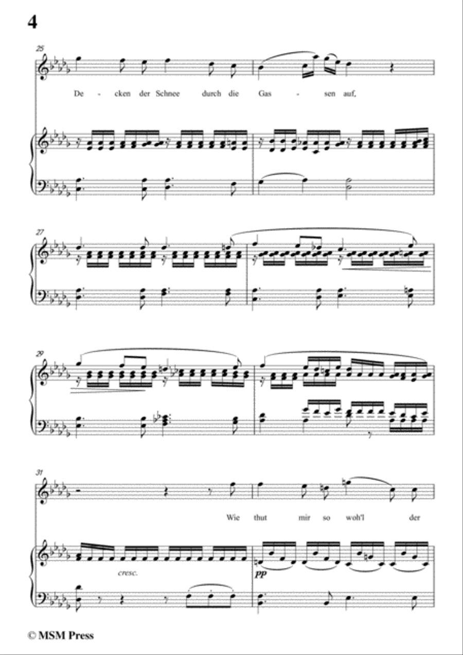 Schubert-Der Winterabend,in D flat Major,D.938,for Voice and Piano Voice Solo scores gallery preview page 6