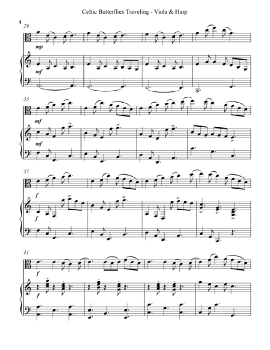 Celtic Butterflies Traveling, Duet for Viola and Harp