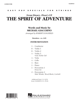Book cover for The Spirit Of Adventure (from Up) - Full Score