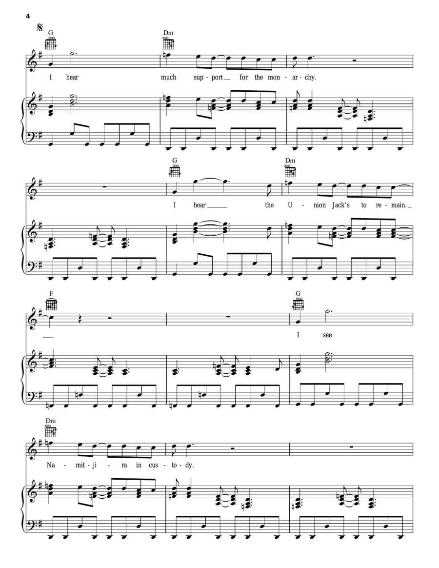 Truganini Piano, Vocal, Guitar scores gallery preview page 4