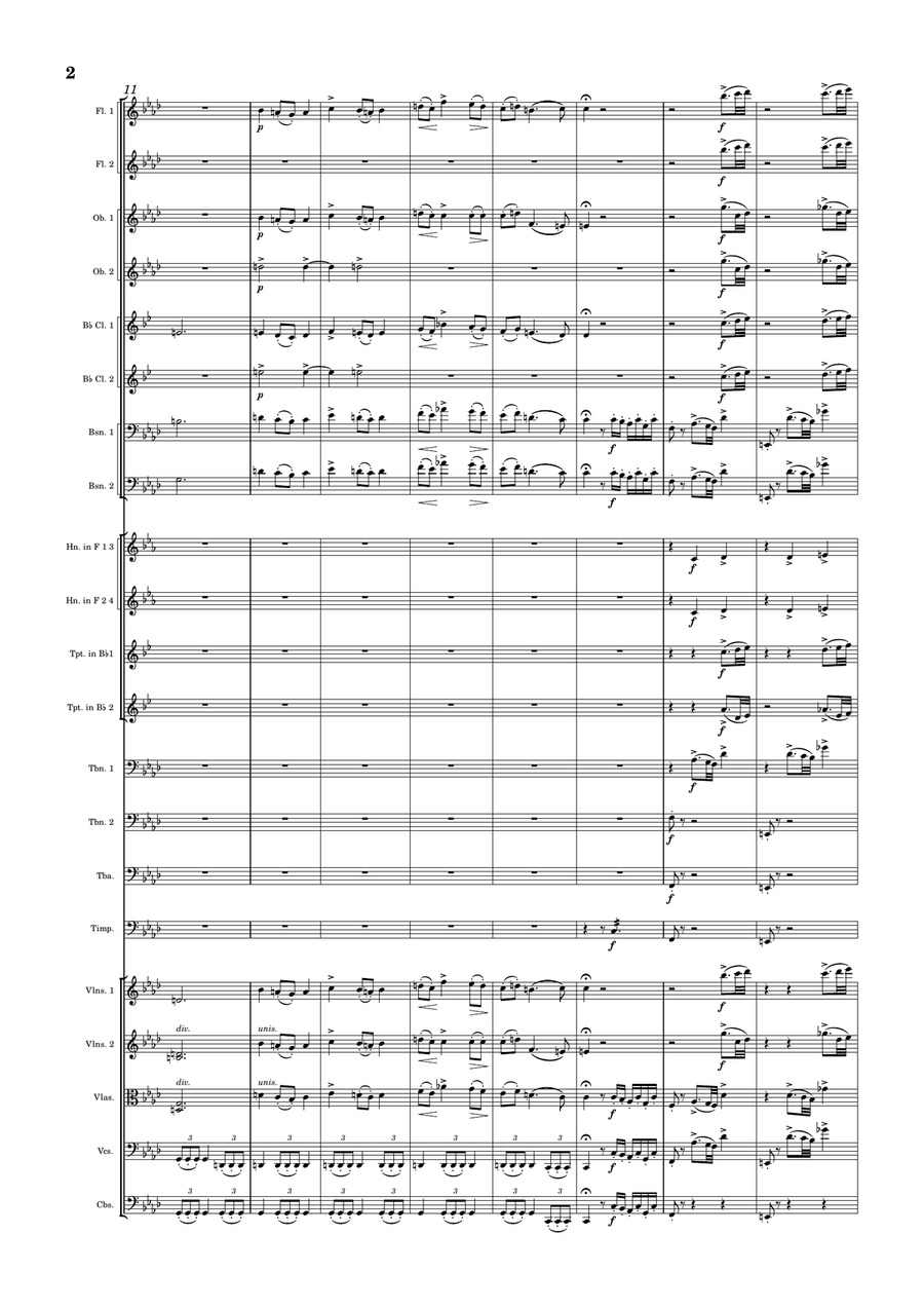 Johannes Brahms piano sonata No. 3, movement 1 for Orchestra Full Orchestra scores gallery preview page 2