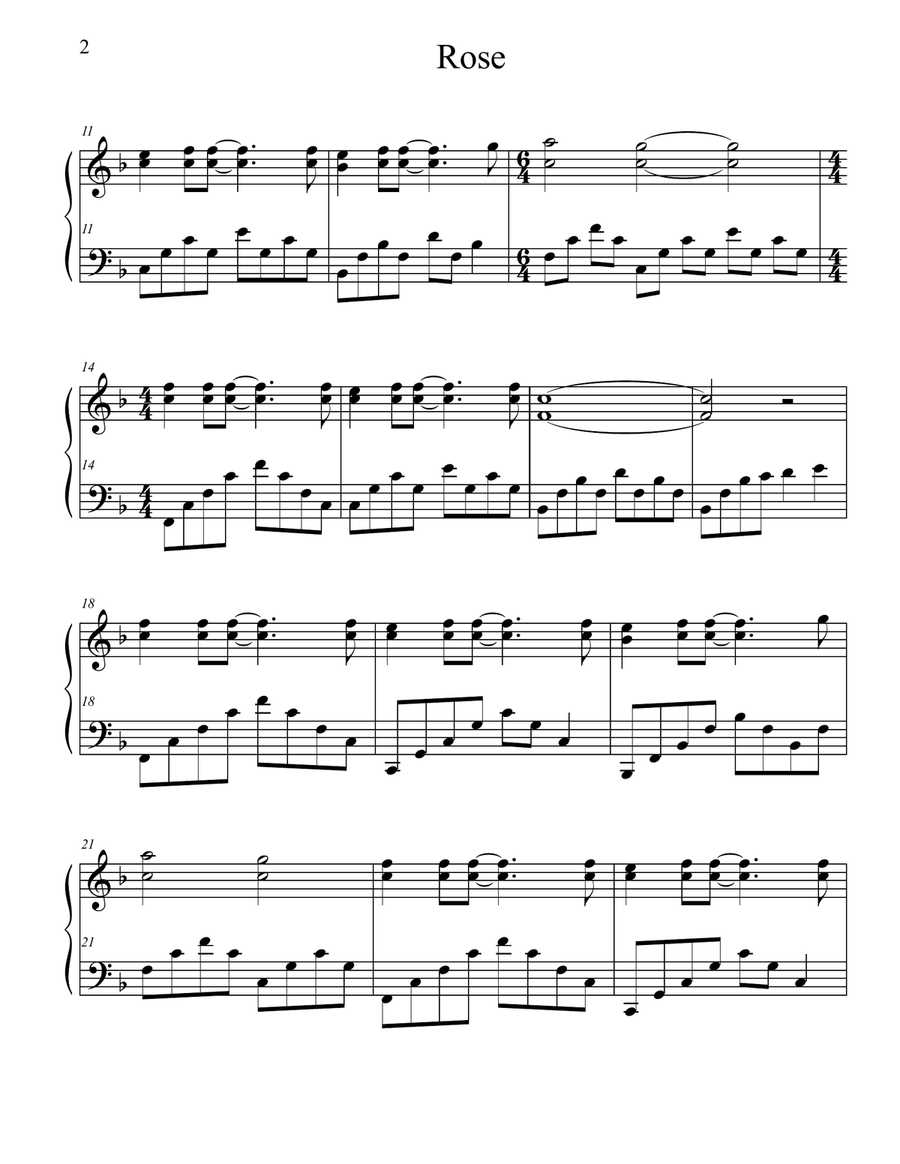 Rose Piano Solo scores gallery preview page 2