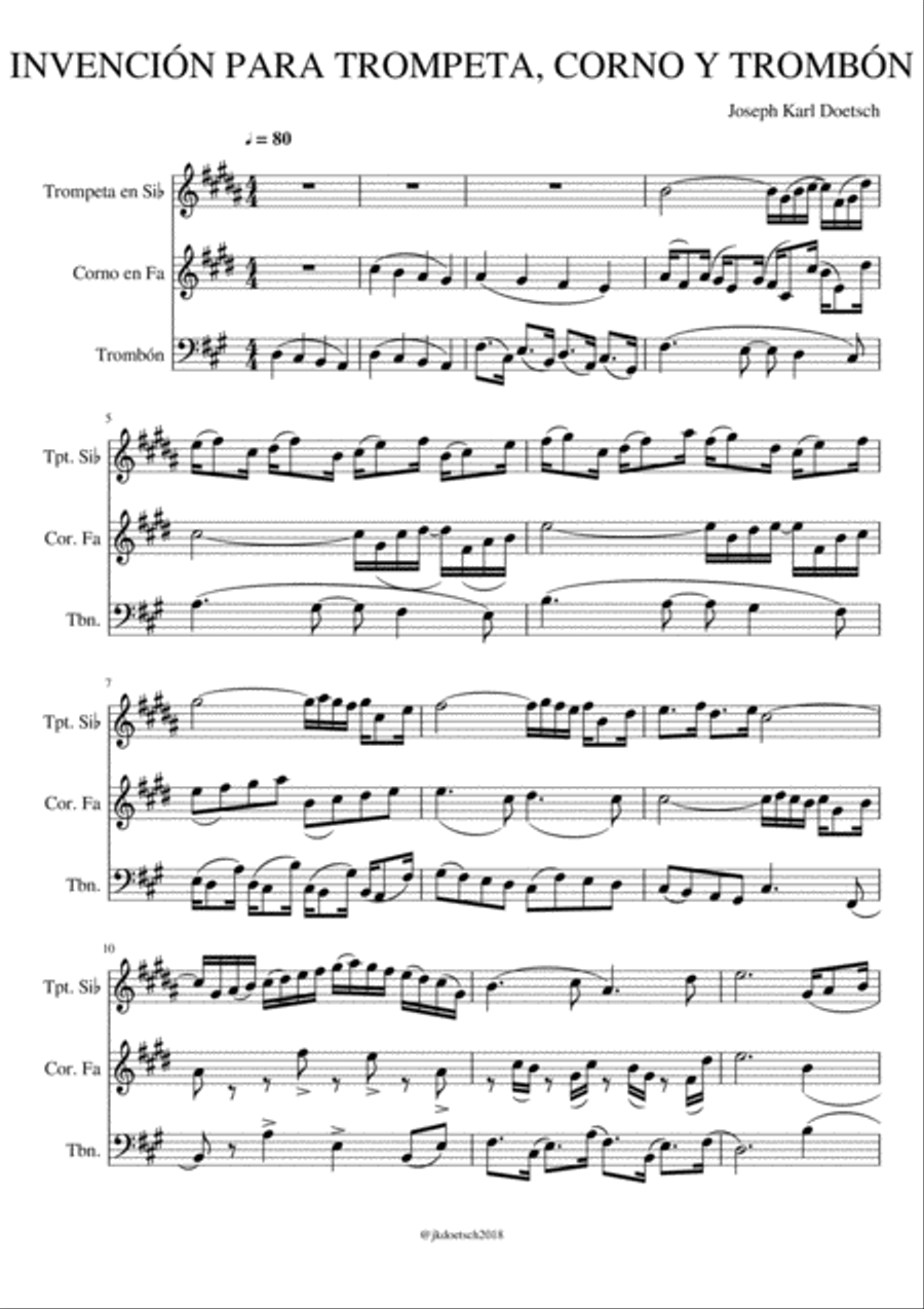 INVENCÓN PARA TROMPETA, CORNO Y TROMBÓN Small Ensemble scores gallery preview page 1