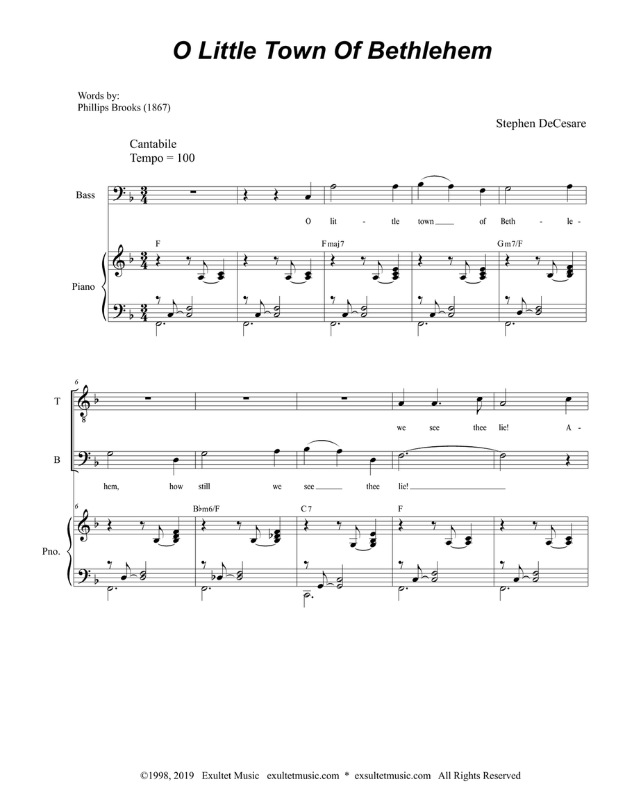 O Little Town Of Bethlehem (for 2-part choir - (TB) TB scores gallery preview page 2