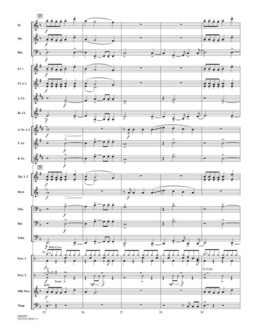 Old Town Road (arr. Paul Murtha) - Conductor Score (Full Score) Concert Band scores gallery preview page 6