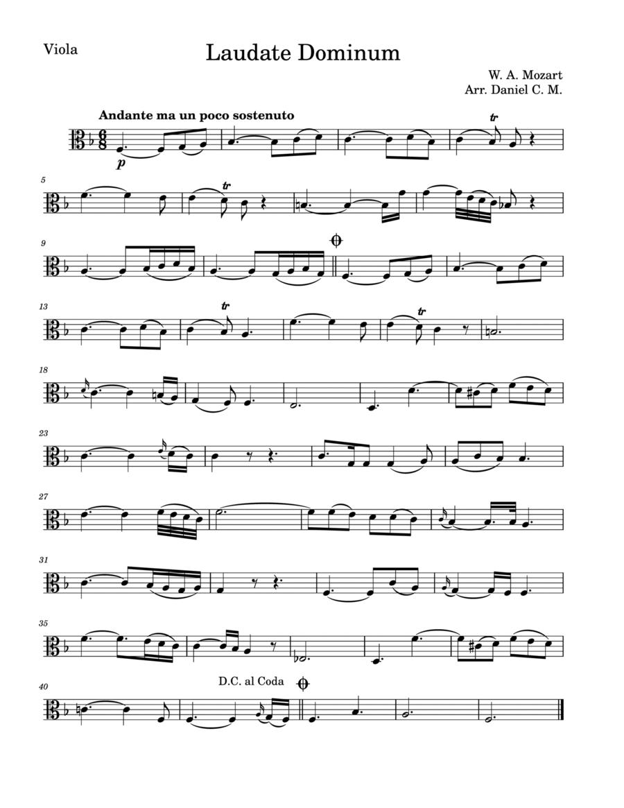 Laudate Dominum for viola and piano Piano scores gallery preview page 1