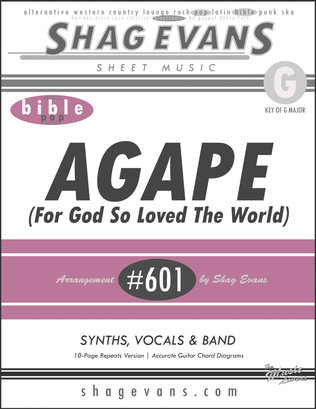 Book cover for AGAPE (For God So Loved The World) A601G - Single Sheet Music