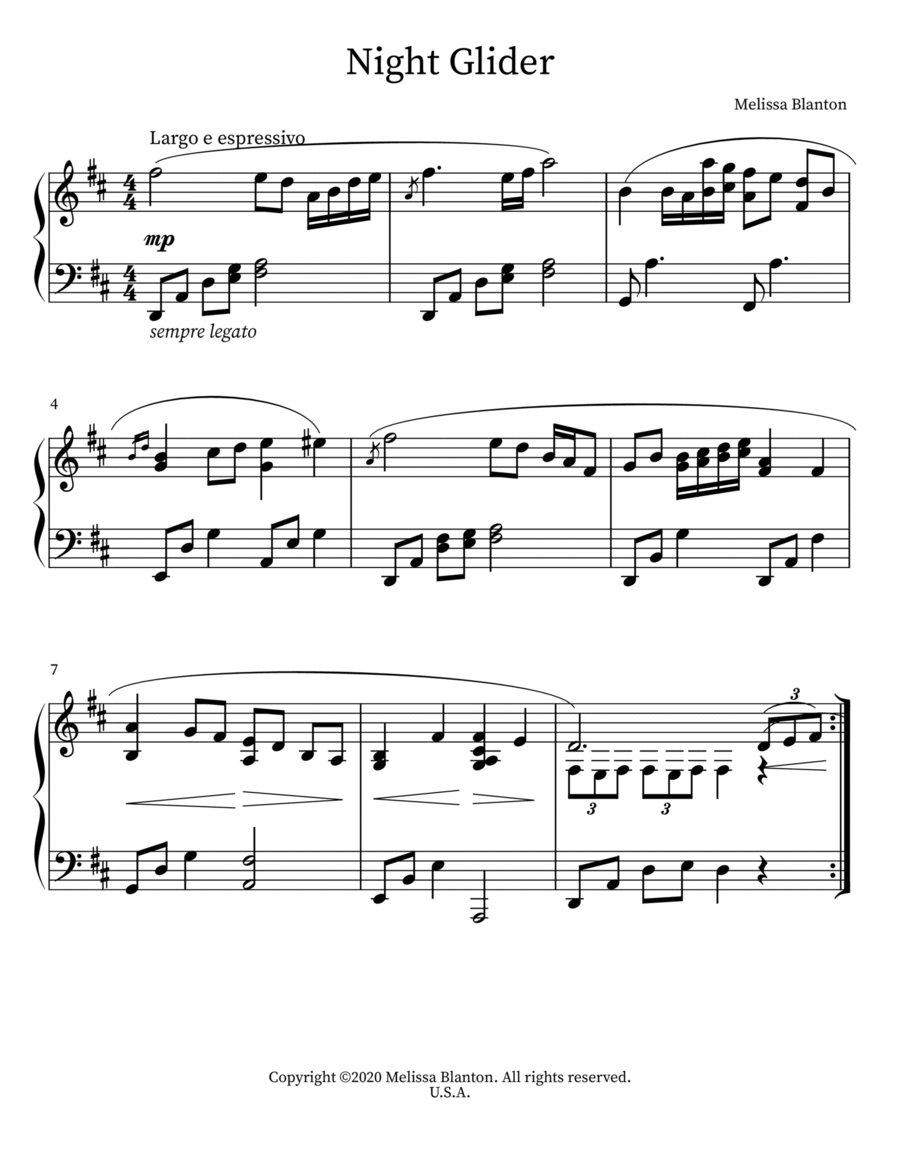 Night Glider Piano scores gallery preview page 1