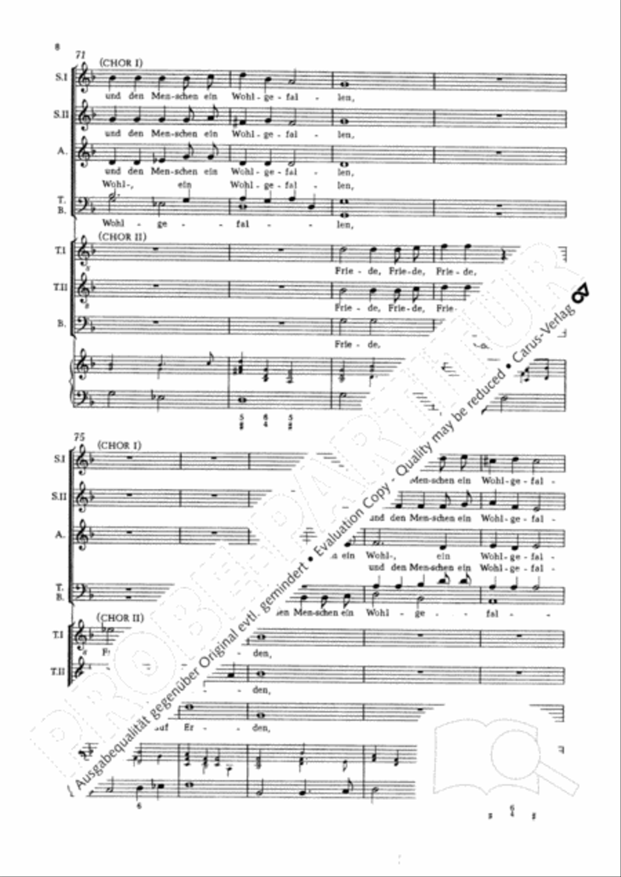 Glory to god in the highest (Ehre sei Gott in der Hohe) TTB scores gallery preview page 9