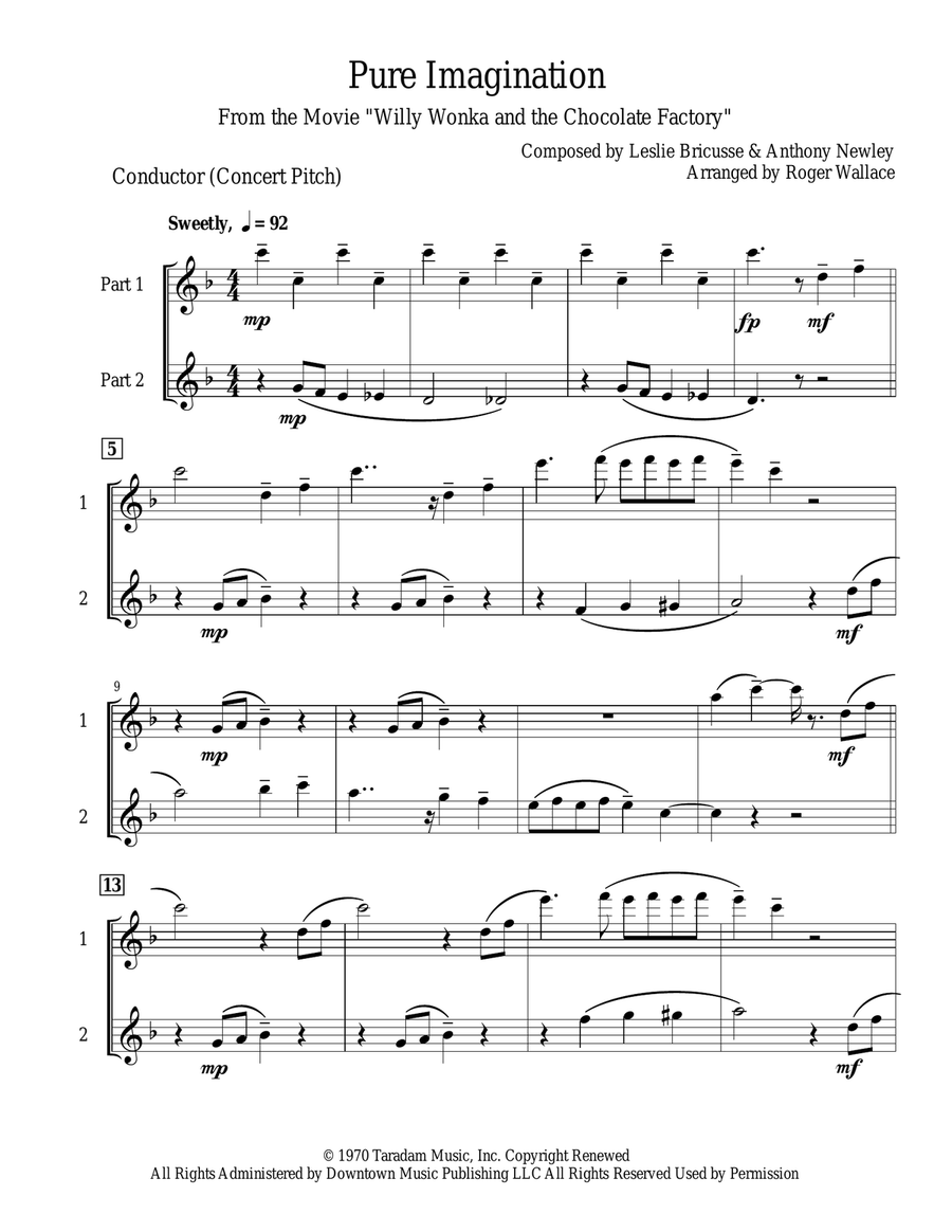 Pure Imagination Flute Duet scores gallery preview page 2