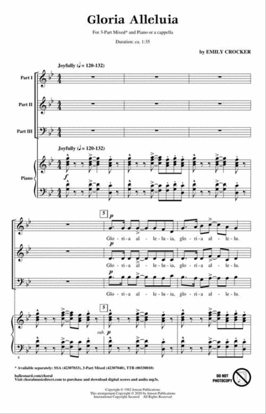 Gloria Alleluia Gloria Alleluia 3-Part scores gallery preview page 3