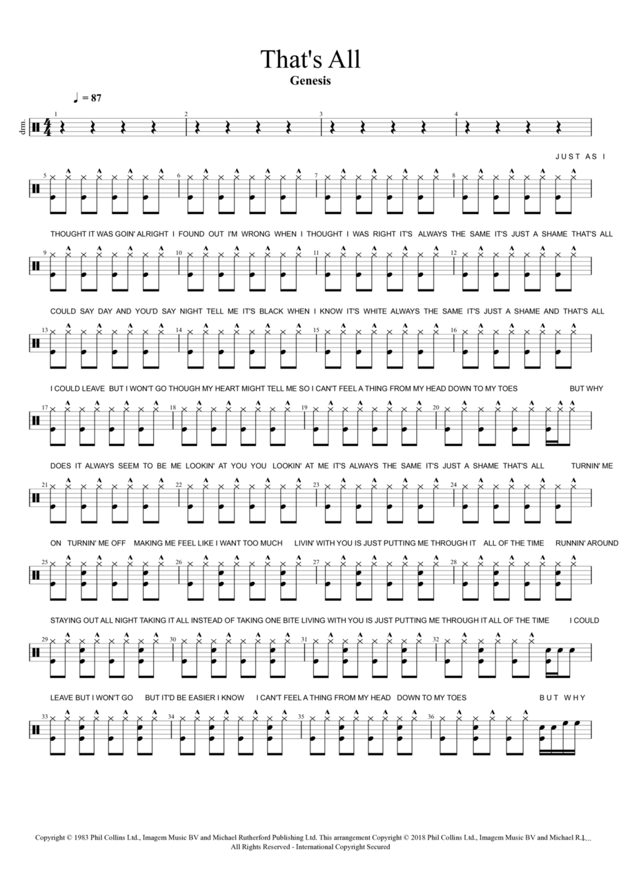 That's All That's All Drum Set scores gallery preview page 1