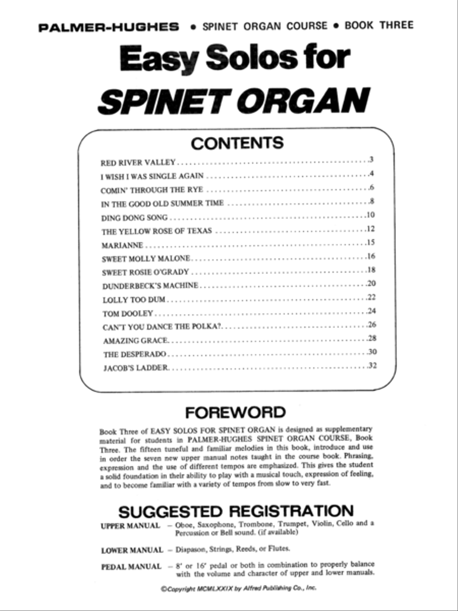 Easy Solos for Spinet Organ, Book 3 Organ scores gallery preview page 2