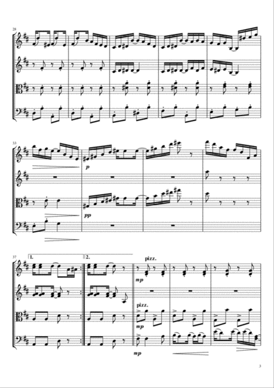The Easy Winners for String Quartet (
