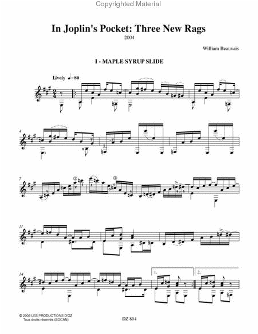 In Joplin's Pocket: Three New Rags Classical Guitar scores gallery preview page 2