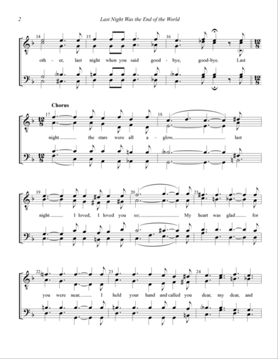 Last Night Was The End Of The World (arr. Barbershop Harmony Society) TTBB scores gallery preview page 2