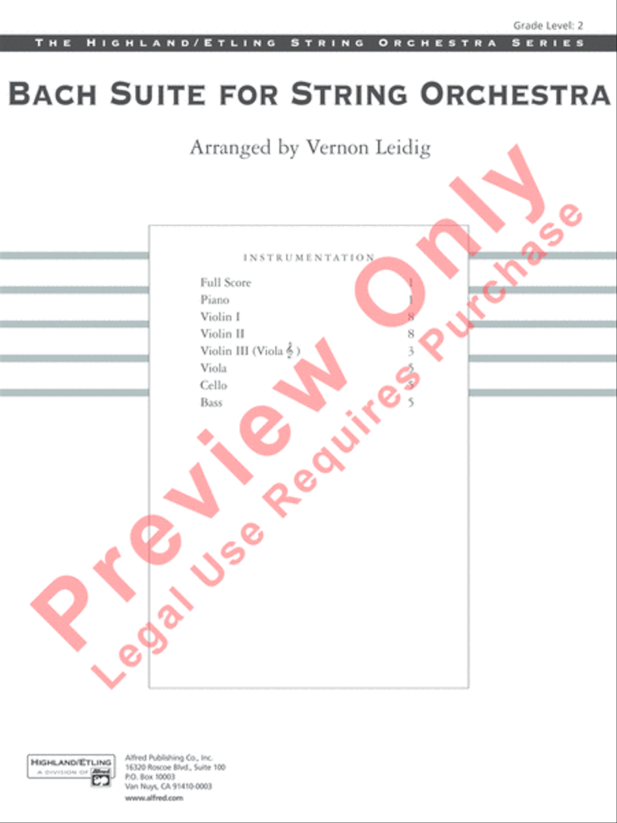 Bach Suite for String Orchestra String Orchestra scores gallery preview page 2