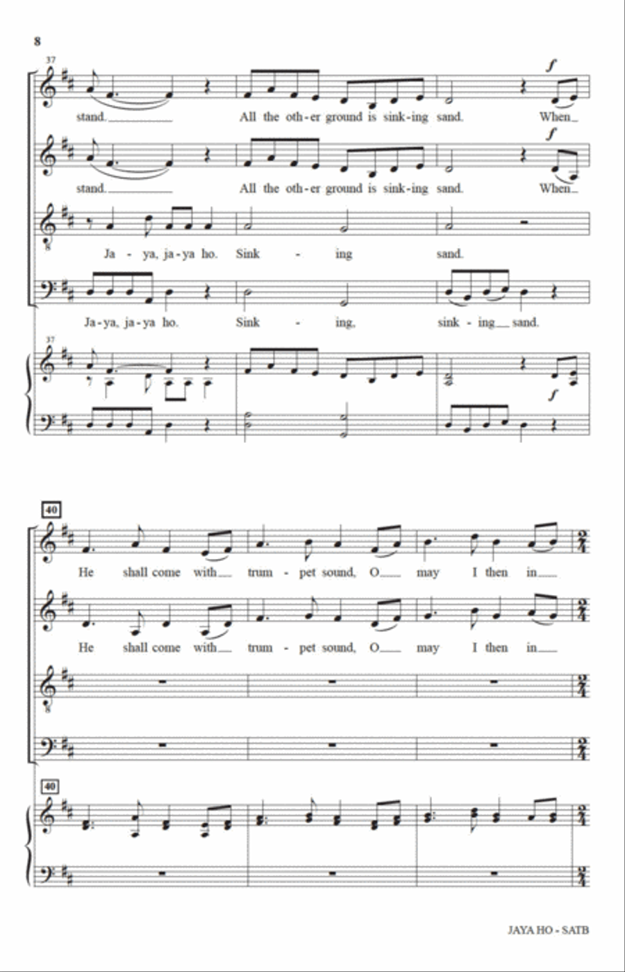 Jaya Ho (The Solid Rock) (arr. Diane Hannibal) 4-Part scores gallery preview page 7