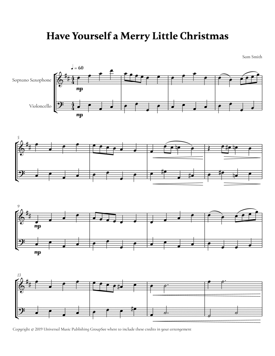 Have Yourself A Merry Little Christmas Score and Parts scores gallery preview page 1
