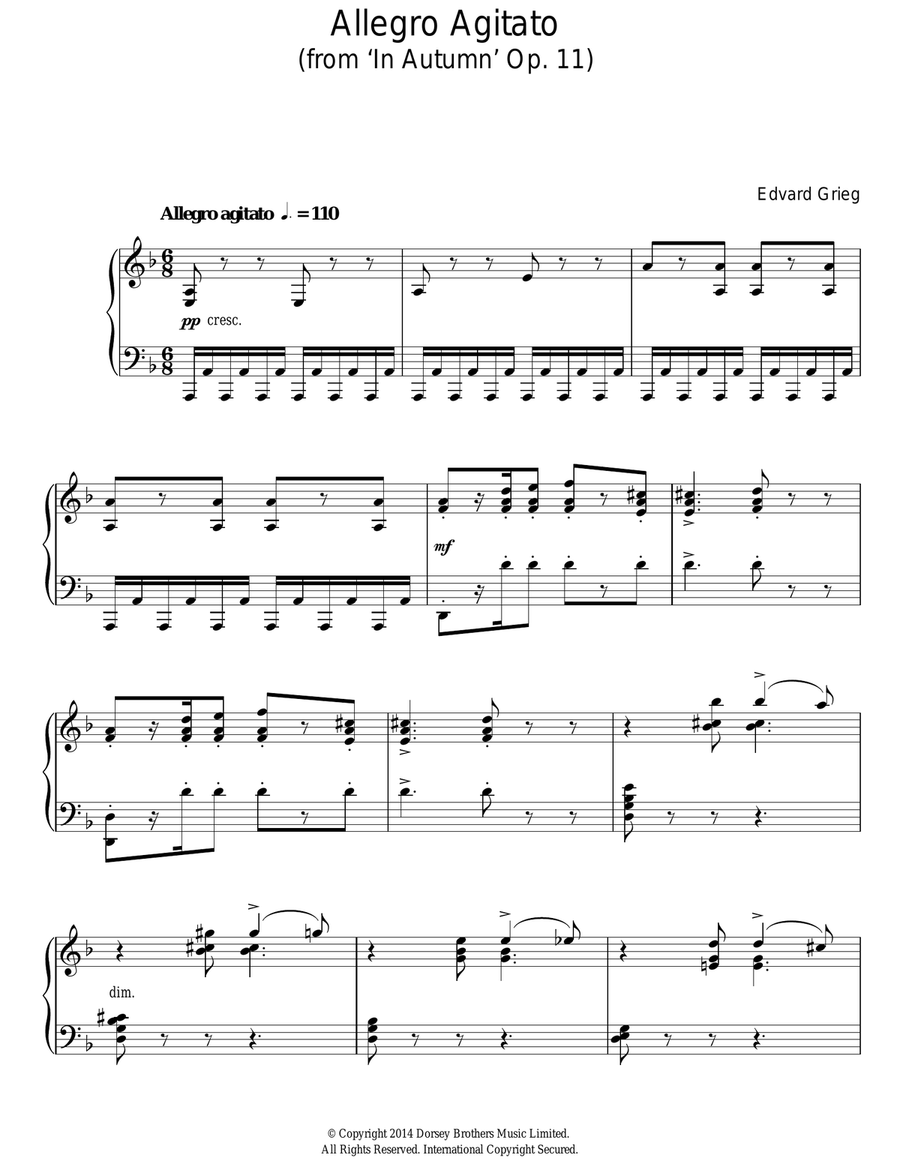 Allegro Agitato (from 'In Autumn' Op. 11) Piano Solo scores gallery preview page 1