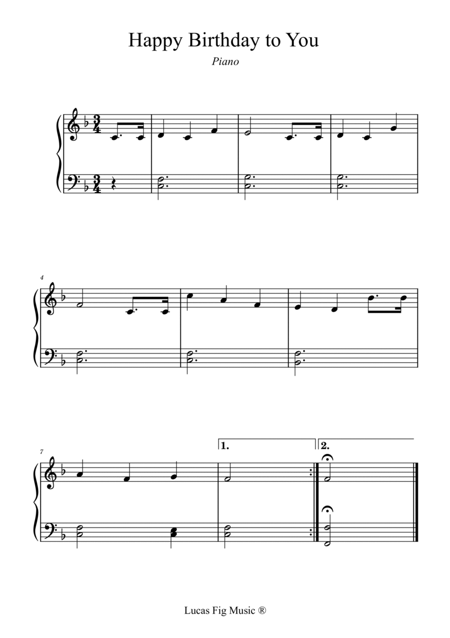 Happy Birthday To You Easy Piano Sheet Easy Piano scores gallery preview page 1