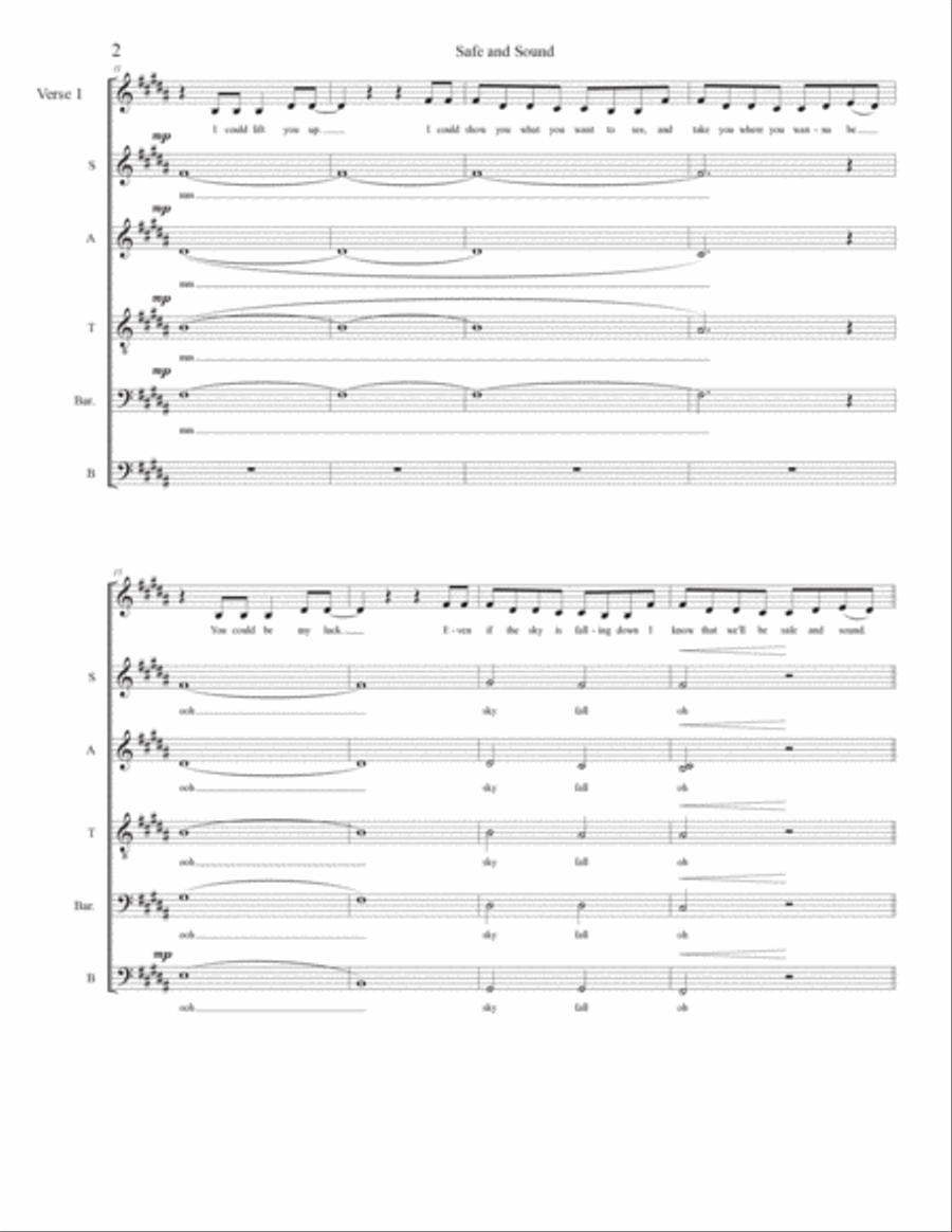 Safe And Sound 4-Part scores gallery preview page 2