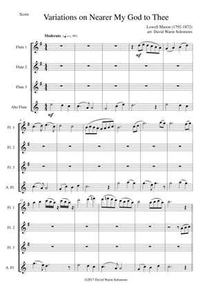 Variations on Nearer my God to Thee (Bethany) for flute quartet (3 flutes and 1 alto flute)