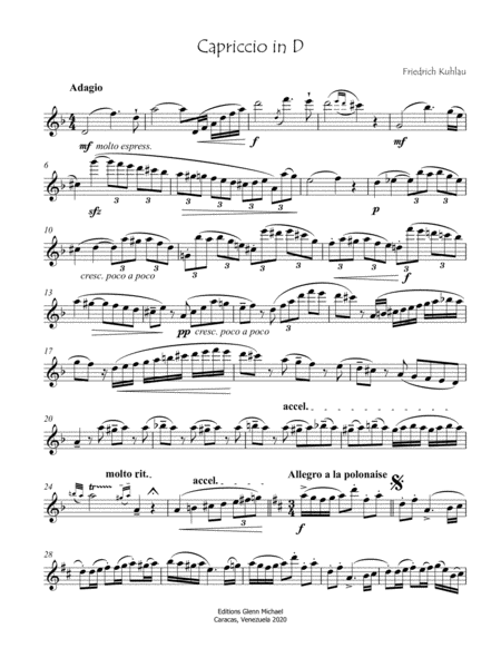 Kuhlau Capriccio in D for Solo Flute image number null