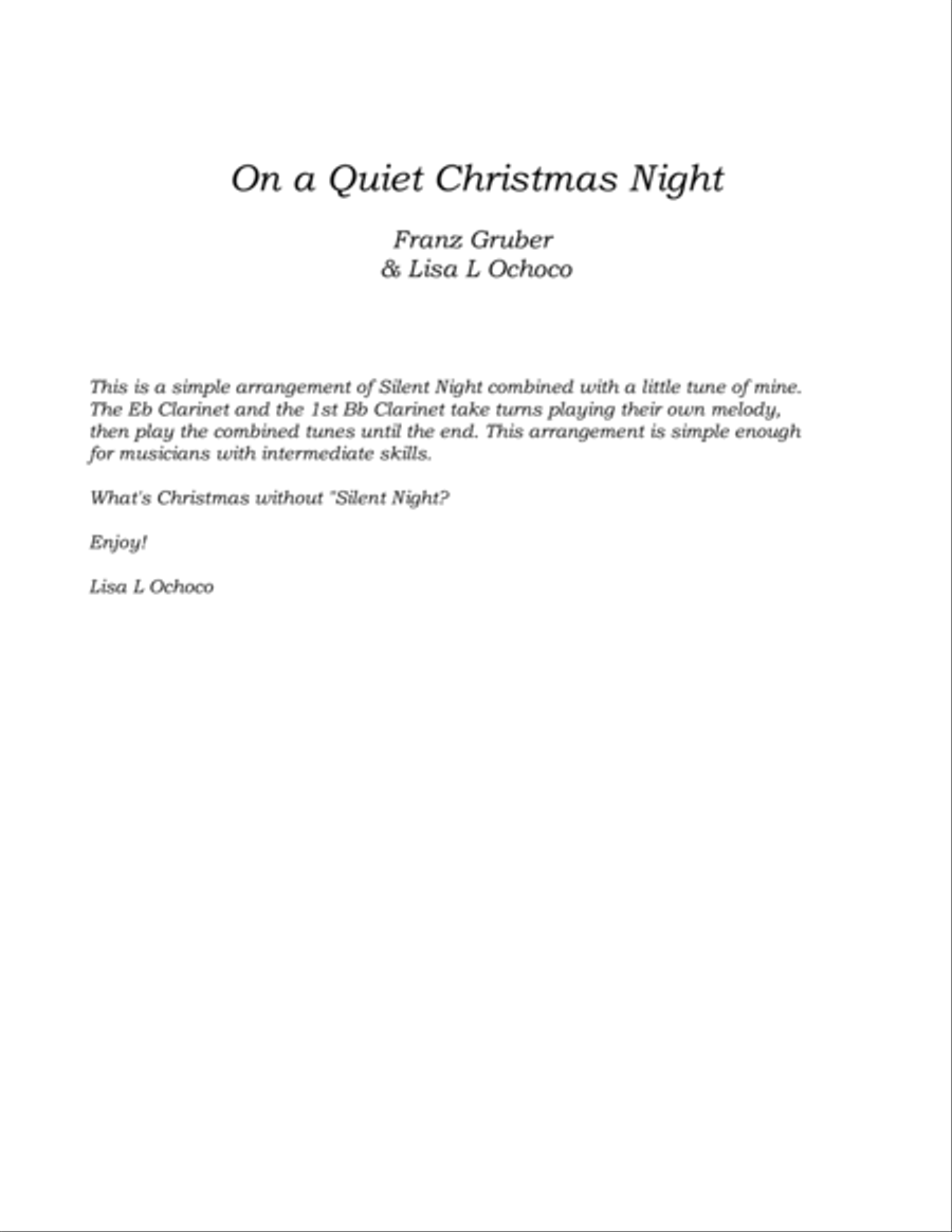 On a Quiet Christmas Night for Clarinet Choir Clarinet Choir scores gallery preview page 4