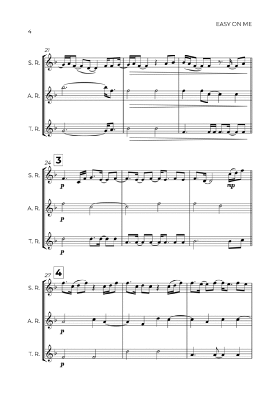 Easy On Me Easy On Me Soprano Recorder scores gallery preview page 4