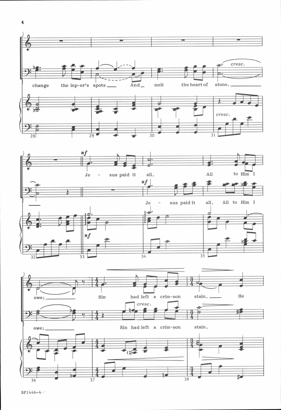 Jesus Paid it All 4-Part scores gallery preview page 5