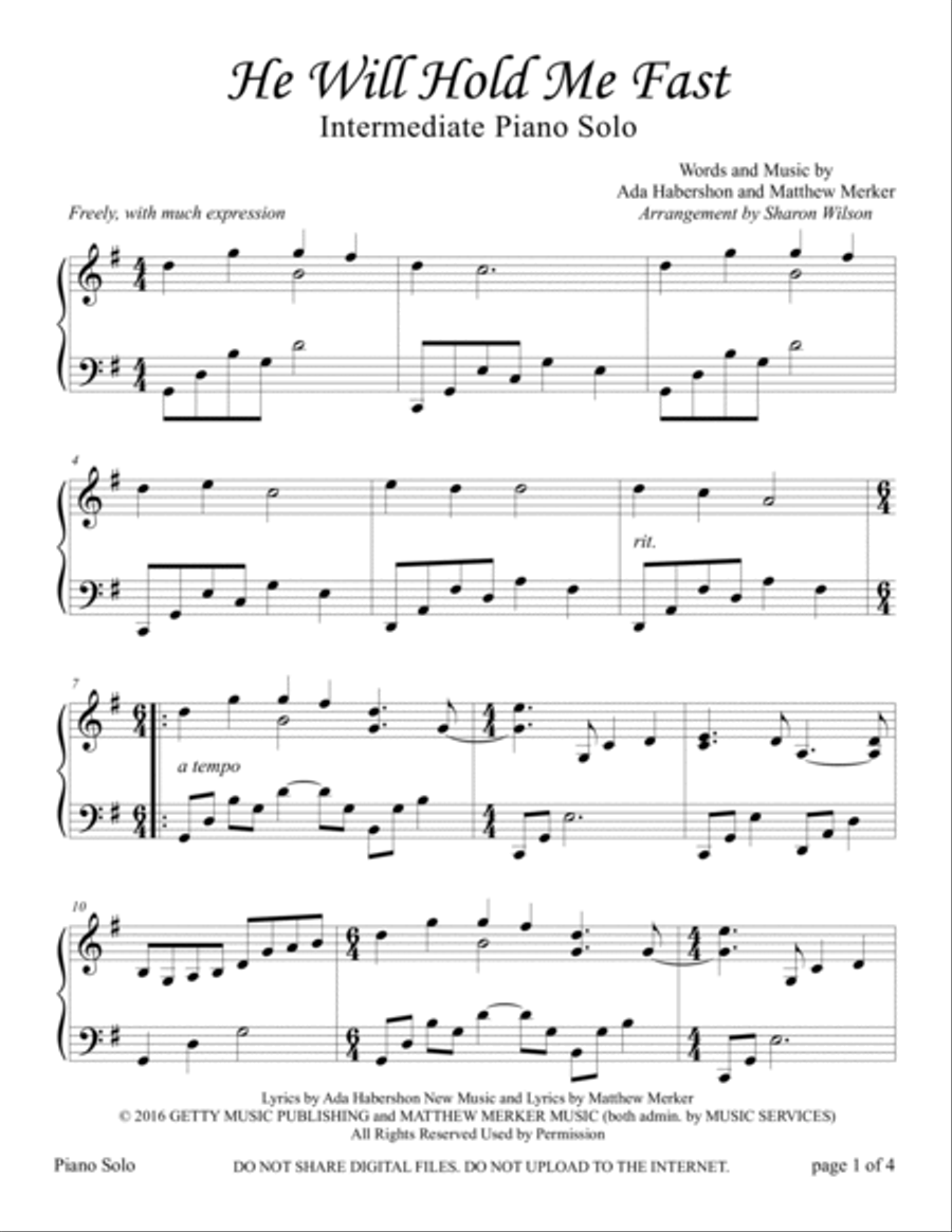 He Will Hold Me Fast Piano Solo scores gallery preview page 3