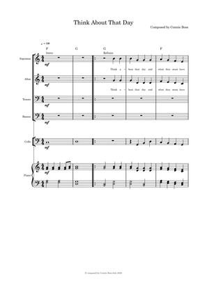 Think About That Day (Christmas) - SATB cello with parts and piano