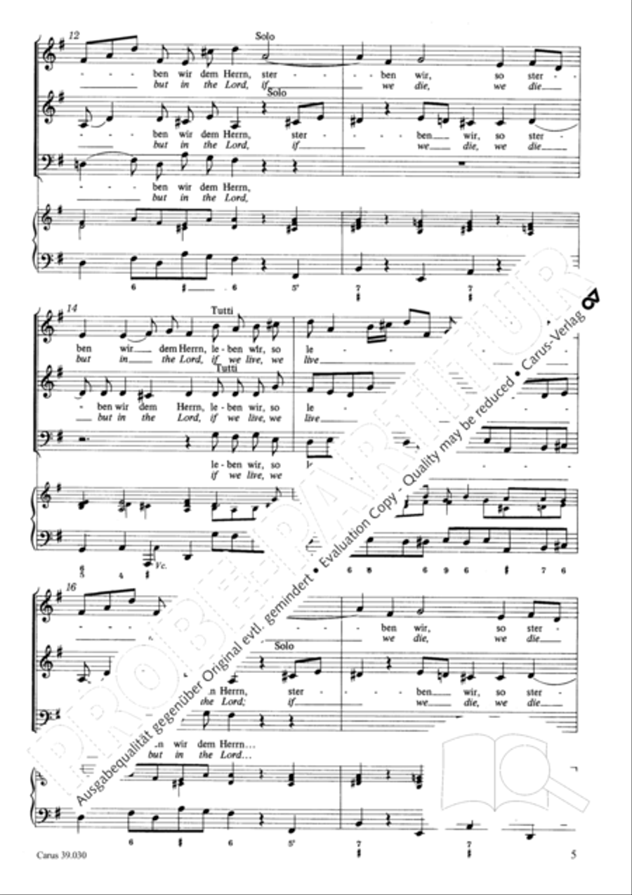 Among us lives for his own sake (Unser keiner lebt ihm selber) SA scores gallery preview page 5
