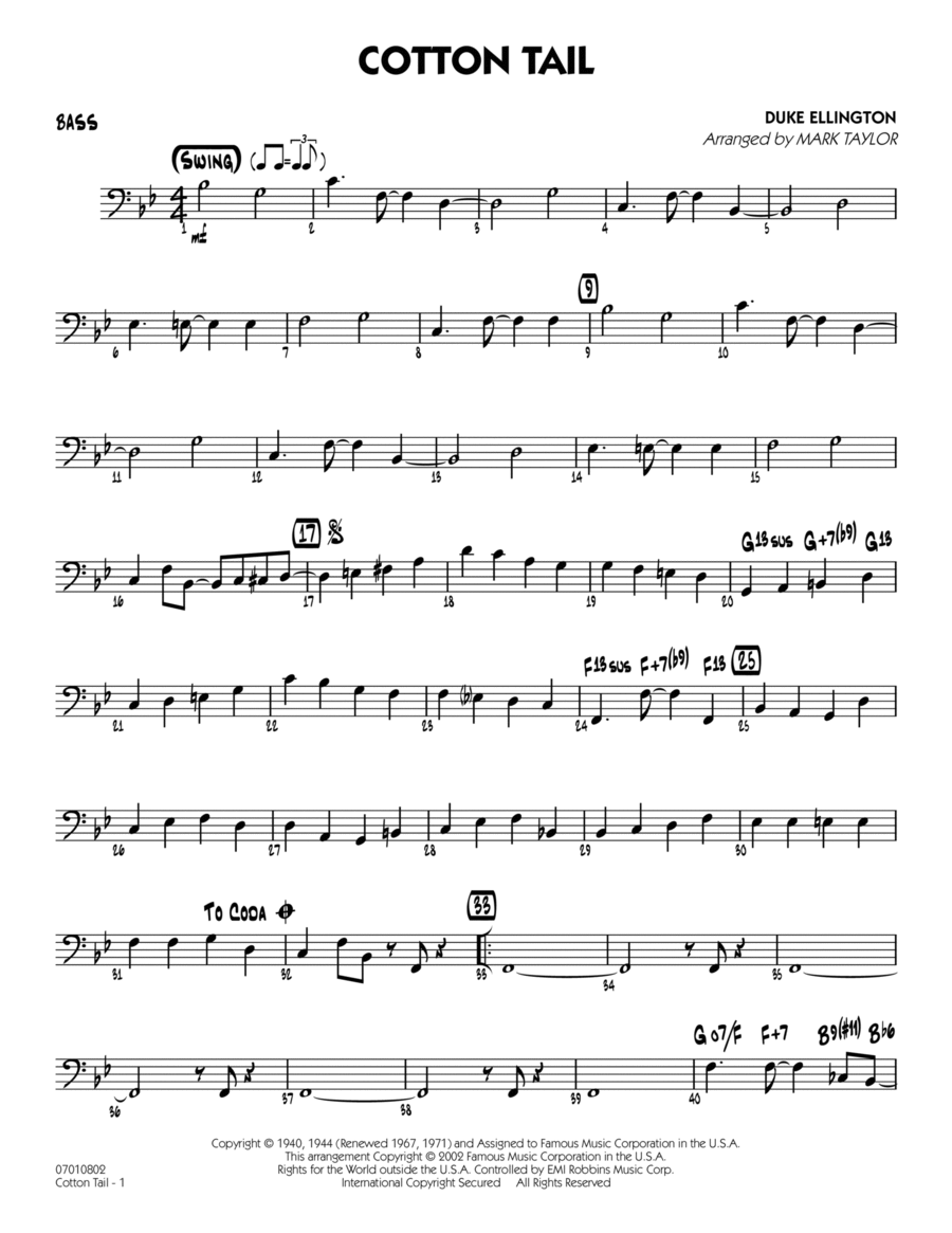 Cotton Tail - Bass Part scores gallery preview page 1