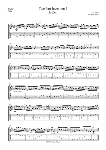 Bach 2 part invention No.4 in Dm for Guitar and Bass Guitar