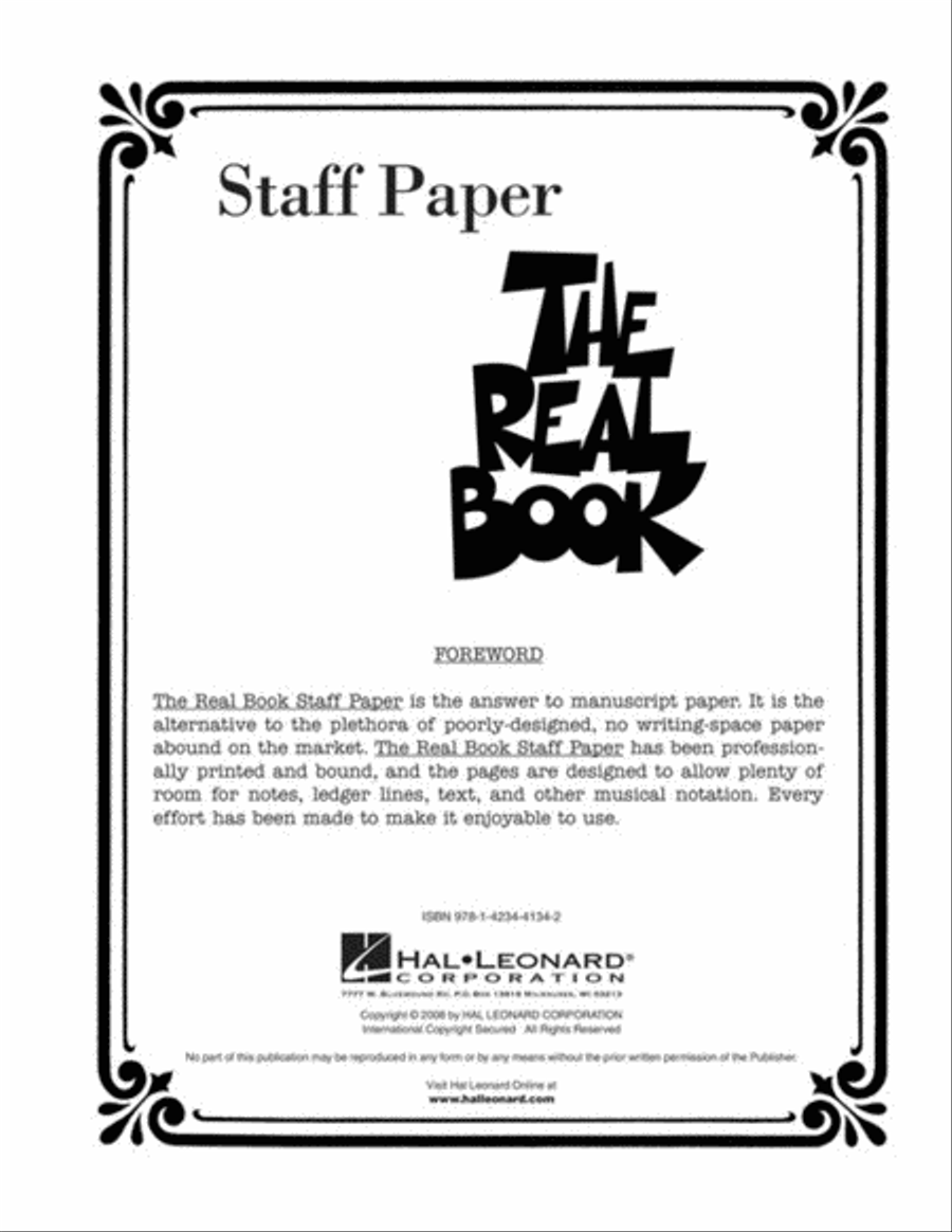 The Real Book – Staff Paper Piano scores gallery preview page 2