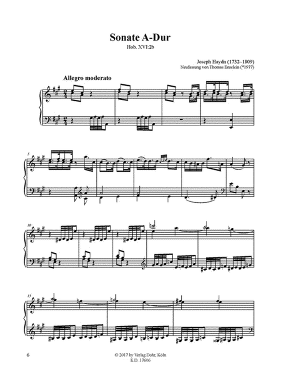 Sonate A-Dur Hob. XVI: 2b -Neufassung anhand des überlieferten Incipit in Haydns Entwurf-Katalog-